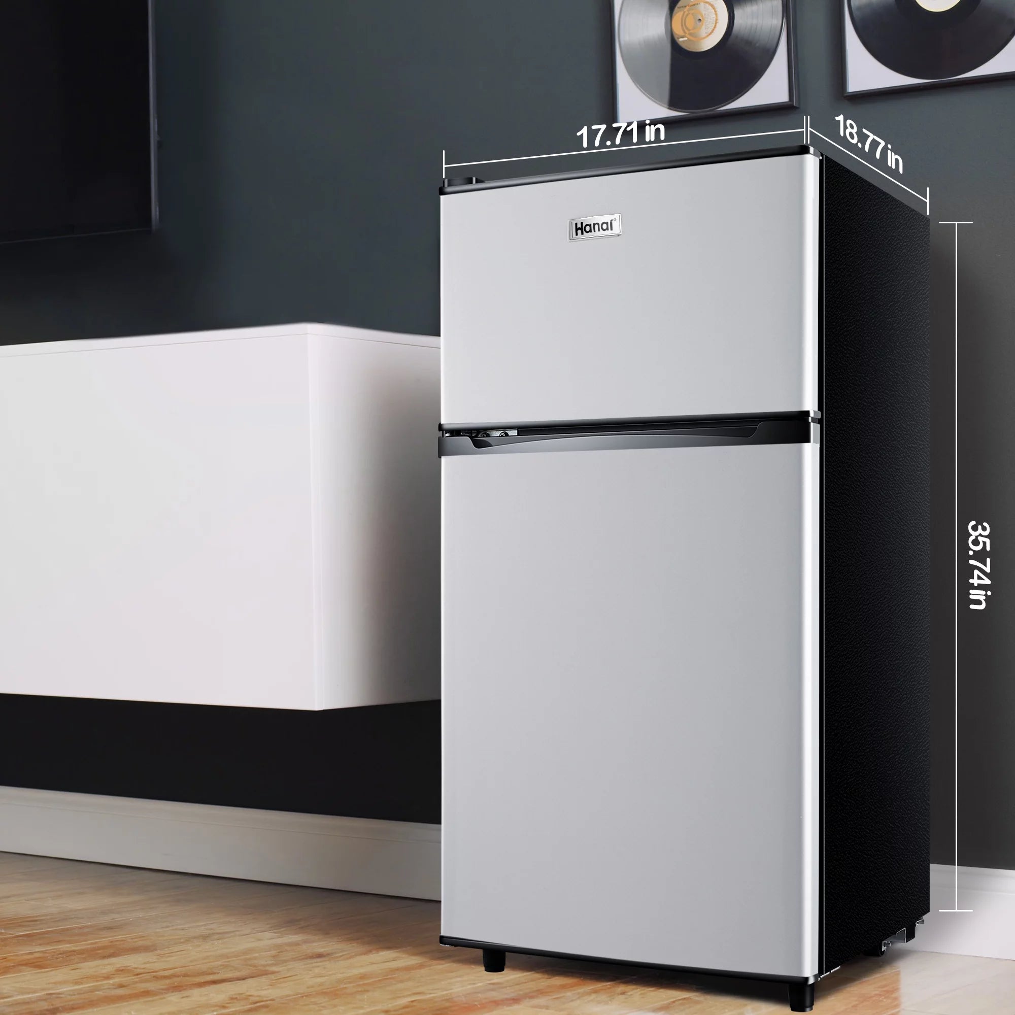 Two Door Mini Fridge with Freezer, 3.5 Cu ft H237
