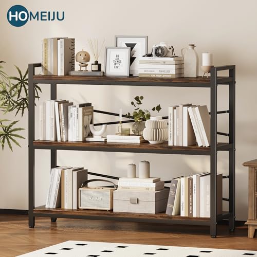 3 Tier Industrial Bookcase, Rustic Etagere Bookshelf for Living Room U5786