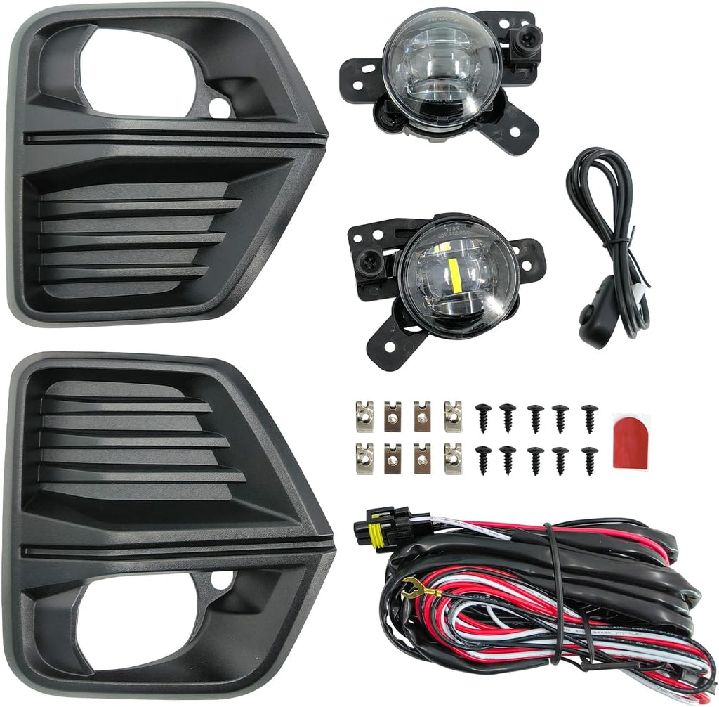 Front Fog Light Assembly Fit for Chevy Colorado 2023 2024 with Bezel Cover and Harness, Front Bumper LED Fog Light Driver & Passenger Side 42737706 42737708 GM2592334, Except for ZR2
