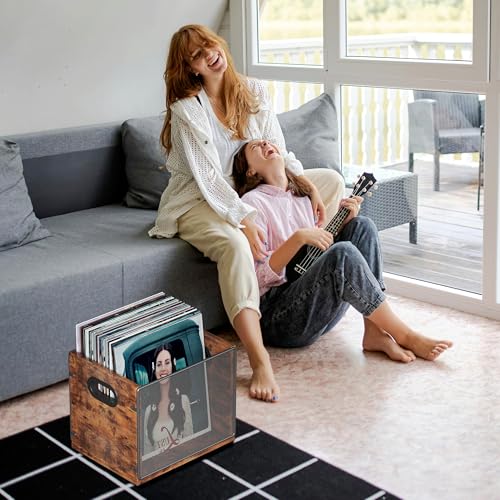 Vinyl Record Storage Box, Holds up to 60 Records V34365