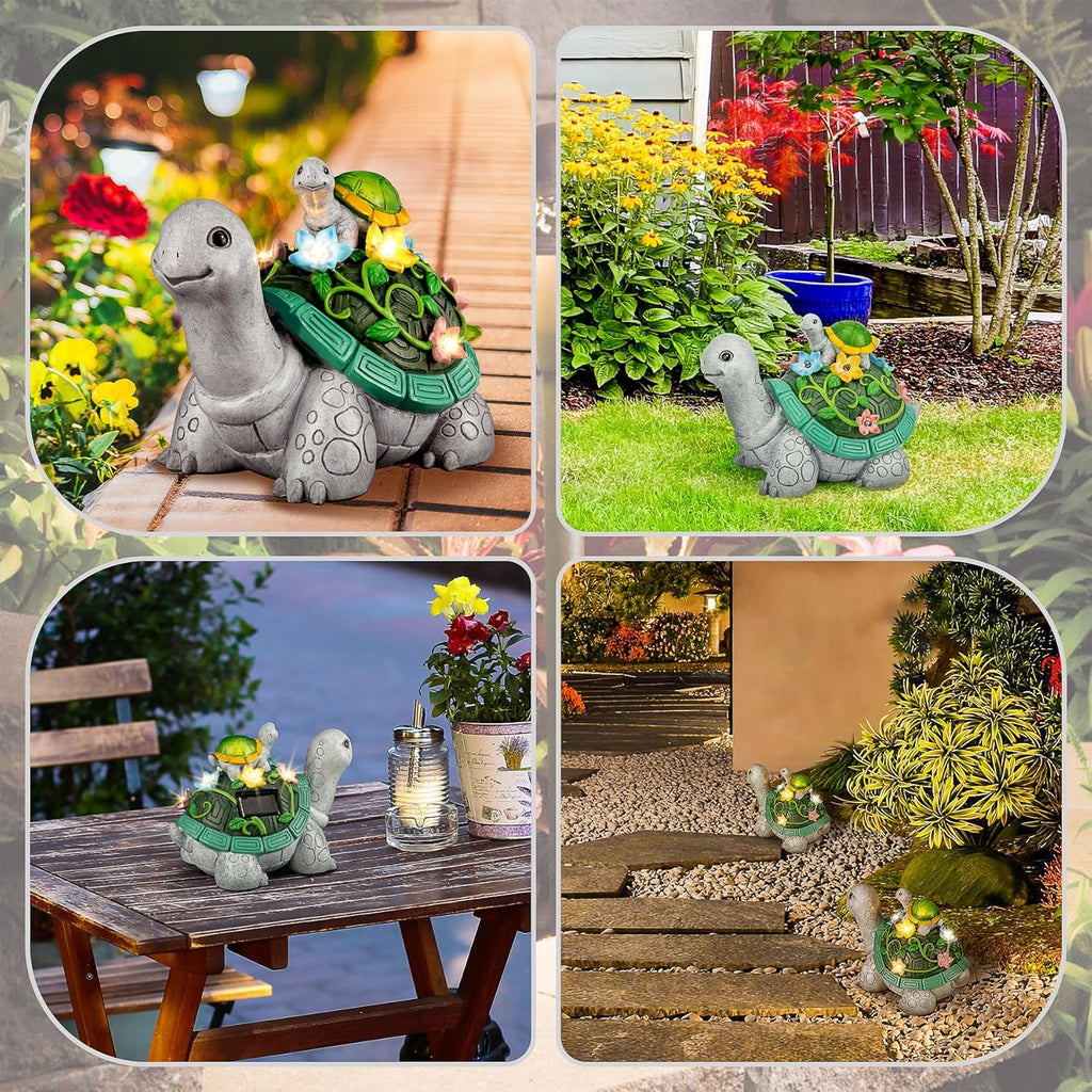 Turtle Solar Garden Statue with LED Lights for Patio Yard Decor N616