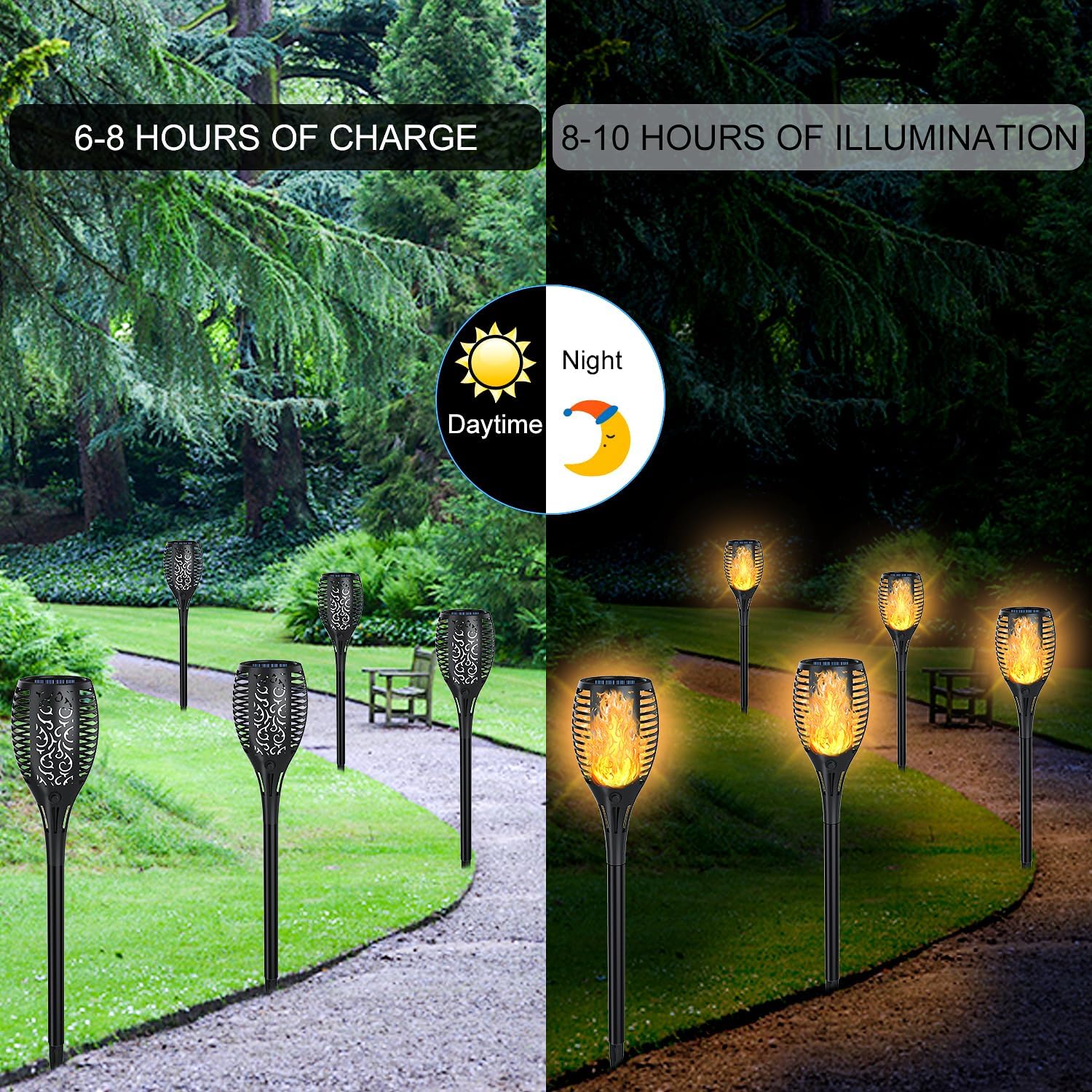 Solar Torch Lights Outdoor 7 Pack, Flickering Flame, Waterproof for Garden Patio A6330