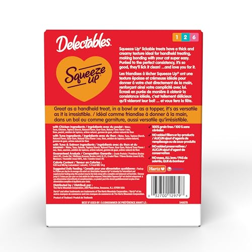 Handheld Lickable Treats for Cats, Chicken and Tuna Salmon, 54 Count A909