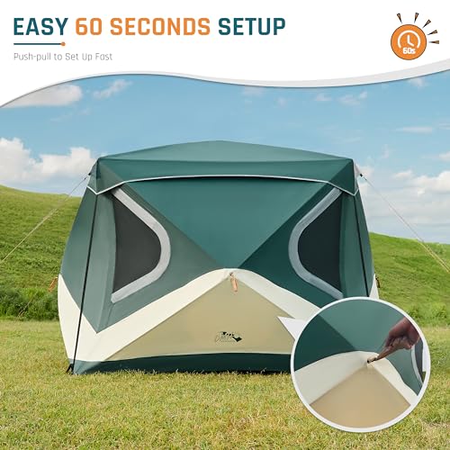 4/6/8 Person Instant Cabin Tent, 60 Second Setup, Waterproof Pop Up Camping Tent T785370