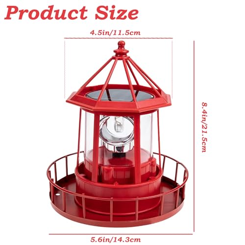 Solar Lighthouse Rotating Light, IP65 Waterproof for Patio Garden Decor H598474