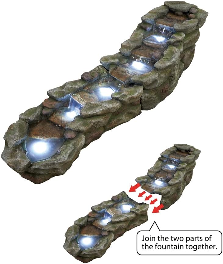Outdoor Rock Water Fountain with LED Lights for Garden Patio N3778