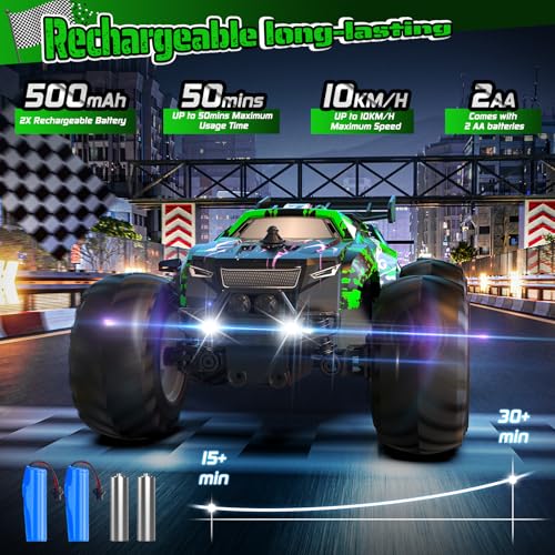 Remote Control Car, All-Terrain Truck for Boys, Rechargeable with LED, 2.4GHz H693