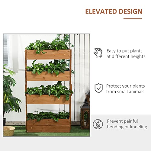 Wooden 4 Tier Vertical Garden Planter with Self-Draining S364