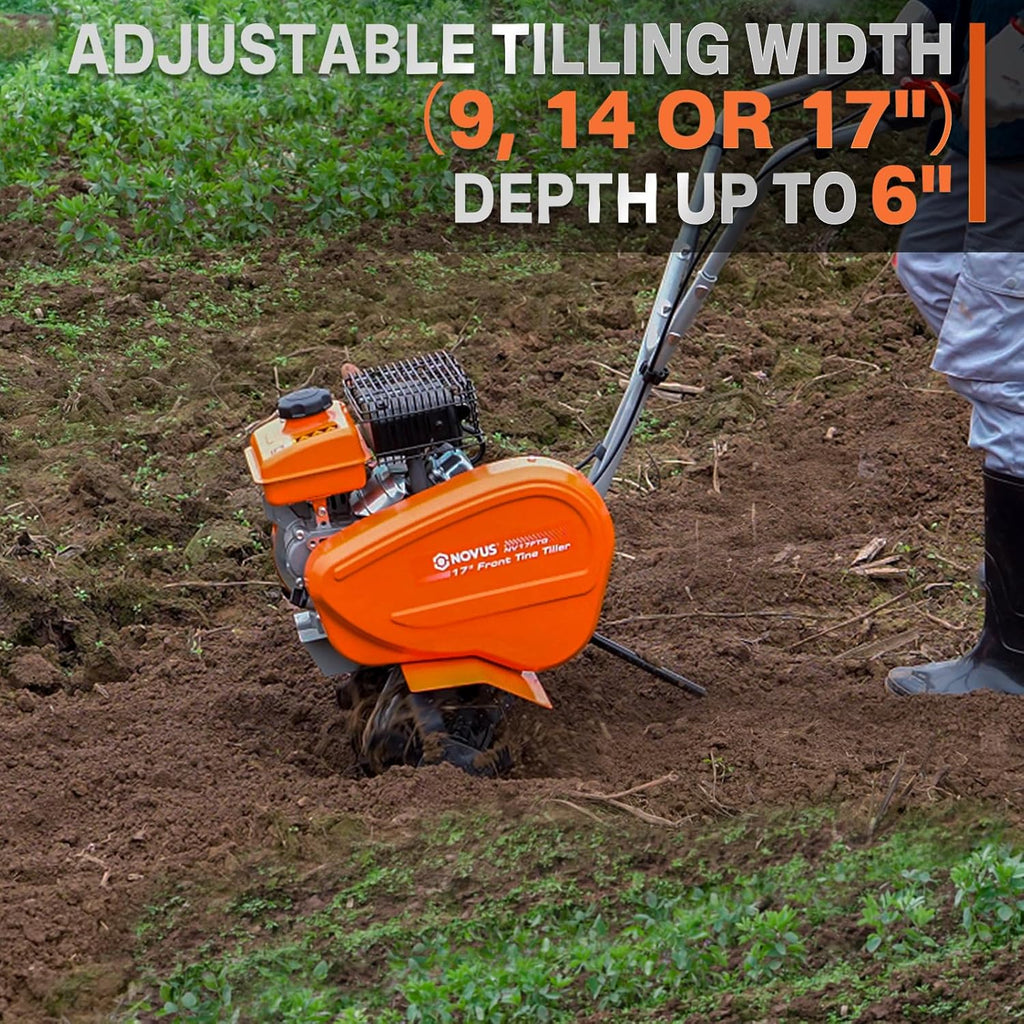 17-Inch Gas Tiller for Gardening, Front Tine Cultivator R439