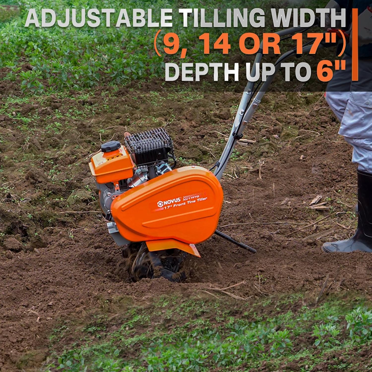 17-Inch Gas Tiller for Gardening, Front Tine Cultivator R439