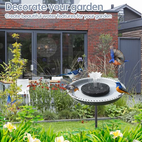 Solar Bird Bath with Fountain for Hummingbirds, Metal Stake for Garden T871358