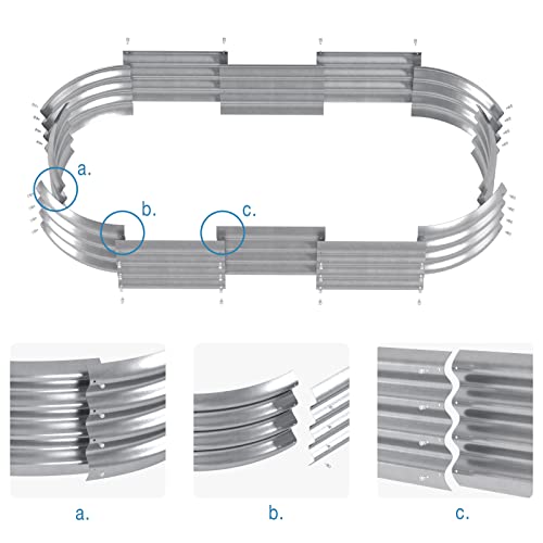 Oval Galvanized Steel Raised Garden Bed, 5x2x1 FT, Outdoor Planter Box for Vegetables, Flowers, Herbs G1616