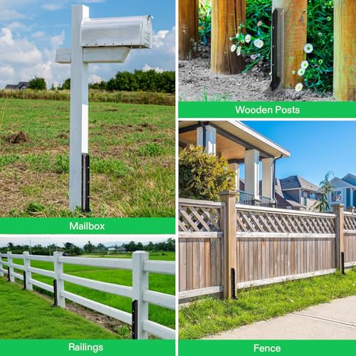 Fence Post Repair Kit, Heavy-Duty Ground Spike with Gloves, 4 Pack, Black N551196