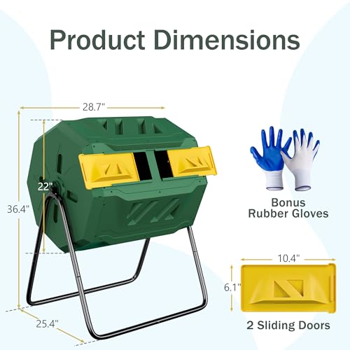 Compost Tumbler Bin 43 Gallon Dual Chamber Outdoor Garden E52640