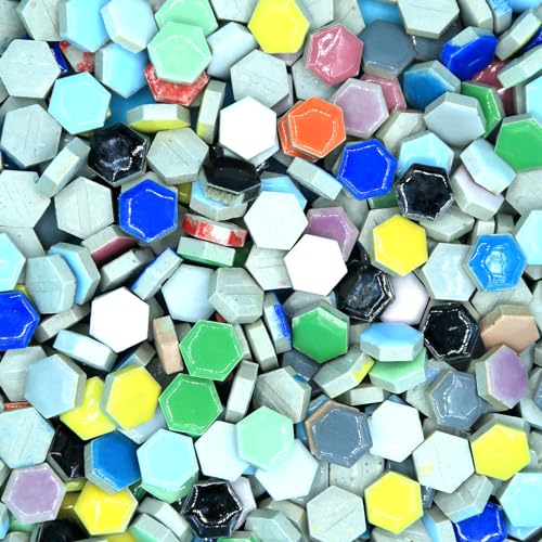 Hexagon Ceramic Mosaic Tiles for Crafts, Pack of 100 N189690