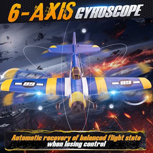 RC Plane with 6-Axis Gyro, Easy Control for Beginners, LED Lights U3567