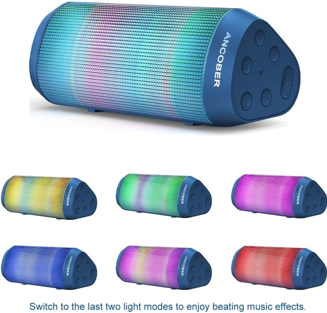 Bluetooth Speaker Portable Wireless with Lights,Cool HD Stereo Speaker,IPX4 Waterproof, USB Rechargeable,Dual Pairing,for Party Outdoor Camping Beach Electronics Gadgets,Birthday Hiliday Gifts