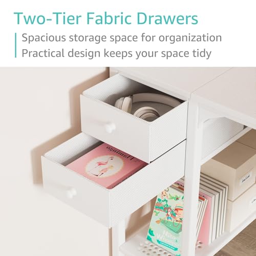 Computer Desk with Fabric Drawers, 40 Inch Reversible Gaming Desk for Small Space Home Office D876