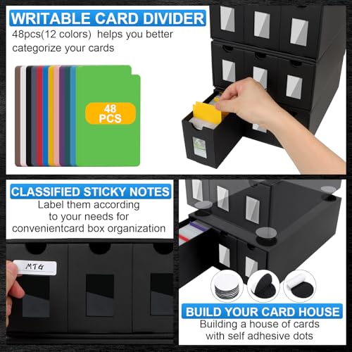 Trading Card Storage Box with 48 Dividers and Labels K306