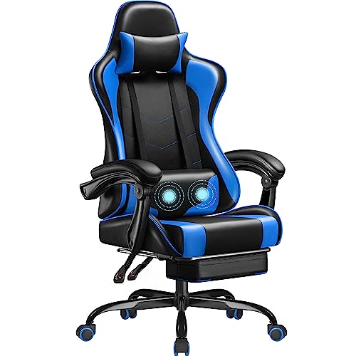 Gaming Chair with Footrest and Massage Lumbar Support J131131