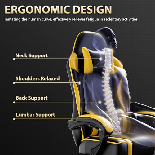Ergonomic Gaming Chair with Footrest, Reclining, Lumbar Support I1131