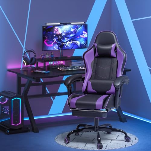 Gaming Chair with Footrest and Massage Lumbar Support J131131