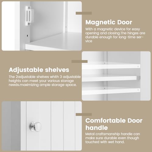 67" Tall Bathroom Cabinet with 2 Doors and 1 Drawer, Adjustable Shelves T930834