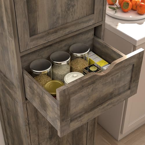 67" Tall Bathroom Cabinet with 2 Doors and 1 Drawer, Adjustable Shelves T930834