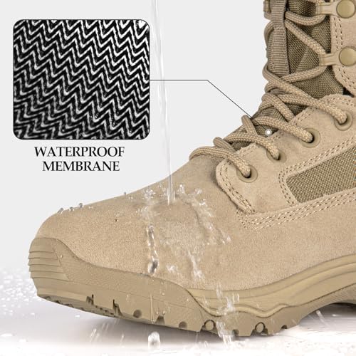 Men's Tactical Boots 8 Inches Lightweight Suede Leather Military Work Boot J951812