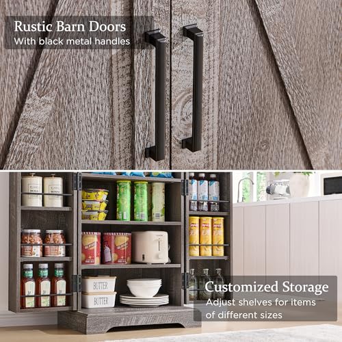 Farmhouse Storage Cabinet with Barn Doors and Adjustable Shelves X3170