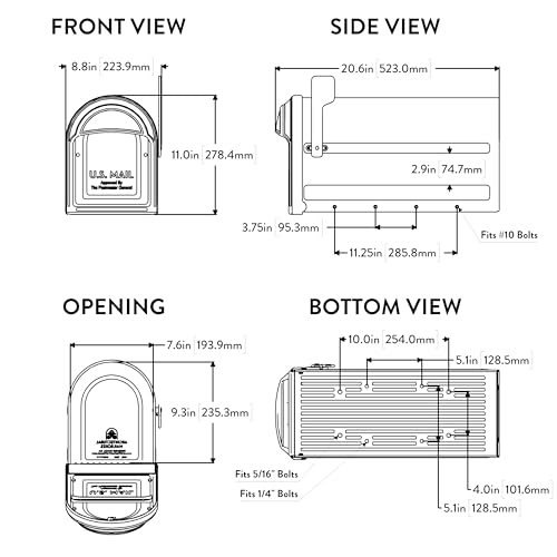 Galvanized Steel Post Mount Mailbox, Black, Large Capacity B338