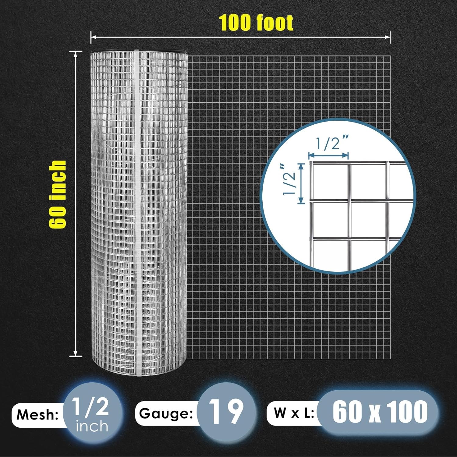 Galvanized Hardware Cloth 1/2 Inch Mesh 19 Gauge Roll P875164