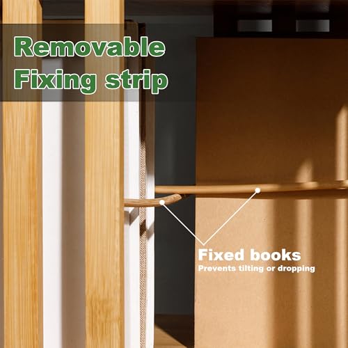 Rotating Bookshelf Tower, 360 Spinning Bamboo Bookcase, 6 Tier Floor Standing Storage Rack U3081