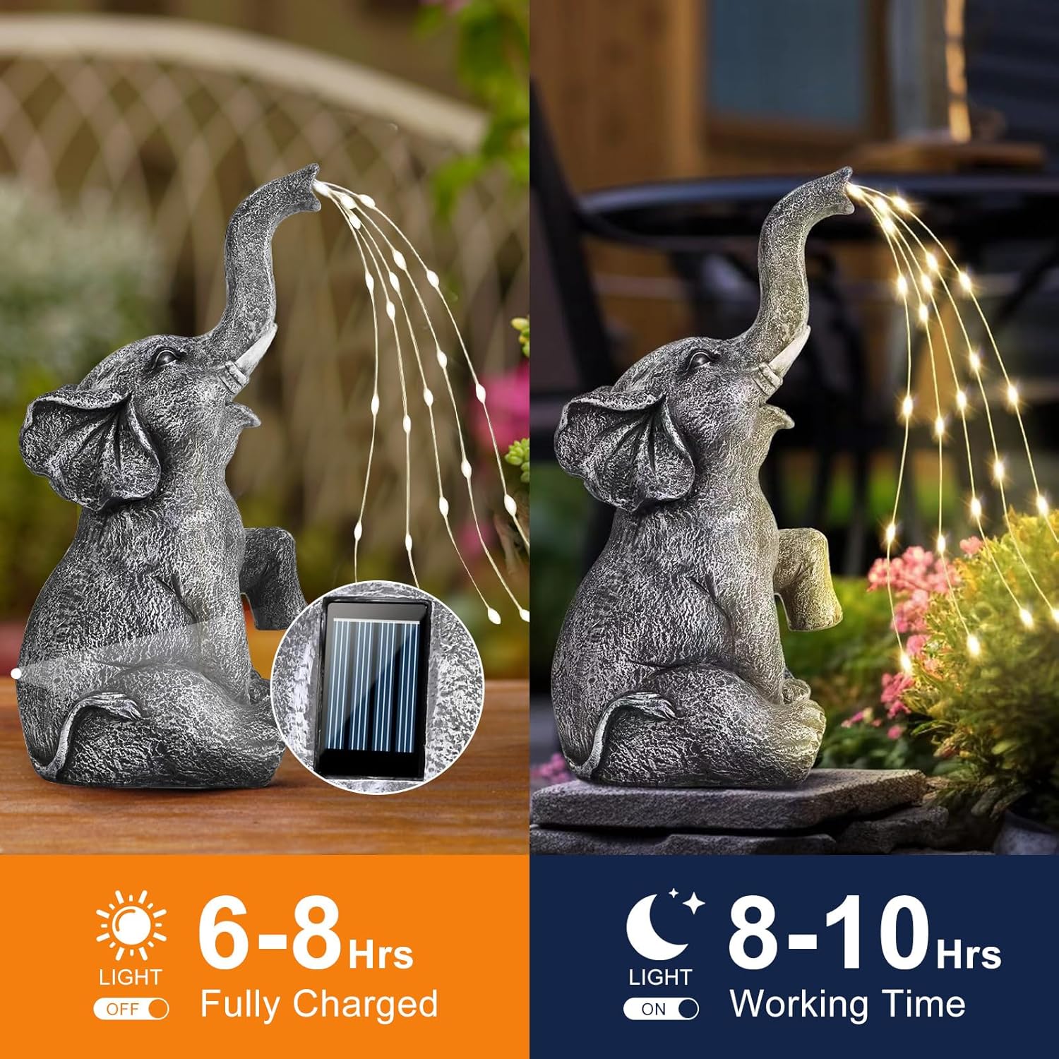 Solar Elephant Garden LED Light Statue P4758