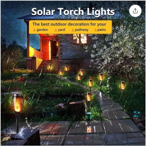 Solar Torch Lights Outdoor 4-Pack Flickering Flame Waterproof Garden Decor R5829