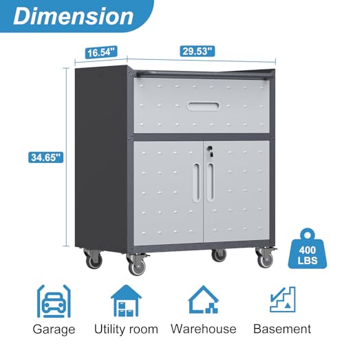 Wall Cabinet with 2 Doors, Lockable, Adjustable Shelves, Heavy Duty Steel J4545