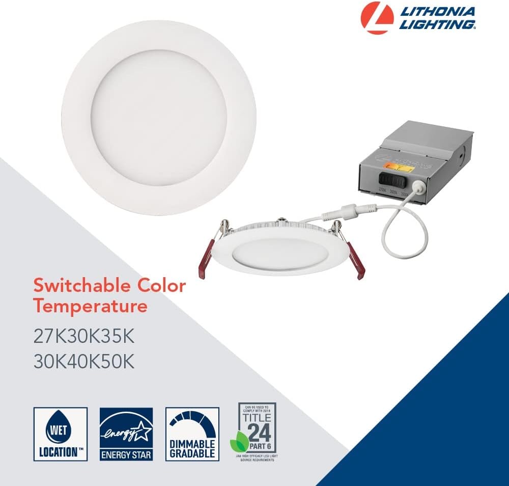 Recessed Wafer Downlight, Ultra Thin Round Trim, Switchable Color Temperature I94489