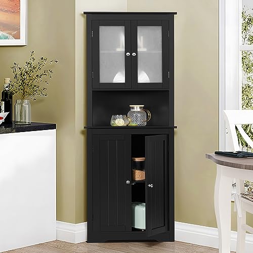 67" Tall Bathroom Cabinet with 2 Doors and 1 Drawer, Adjustable Shelves T930834
