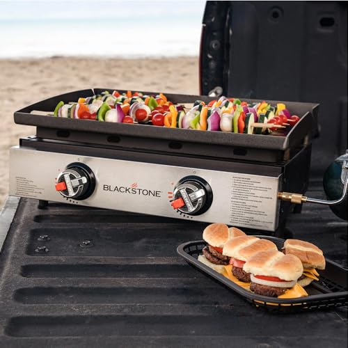 22" Tabletop Outdoor Griddle with Dual Stainless Steel Burners and Cover N8761