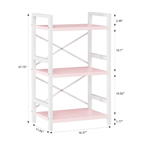 3 Tier Industrial Bookcase, Rustic Etagere Bookshelf for Living Room U5786