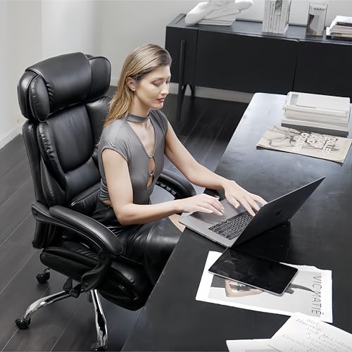 Big and Tall Office Chair Heavy Duty Leather Executive Desk Chair with Wide Seat and Adjustable Headrest R315