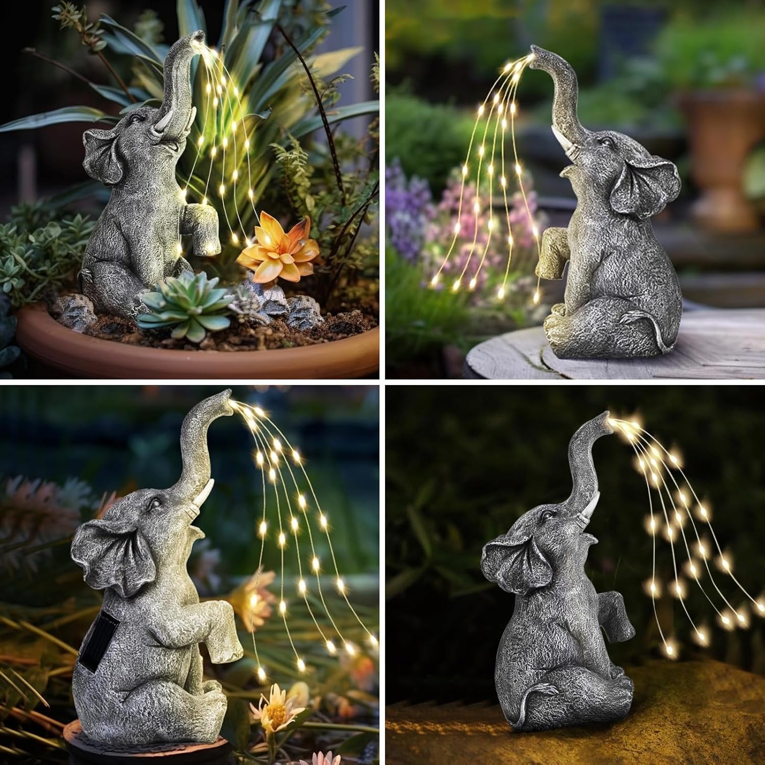 Solar Elephant Garden LED Light Statue P4758