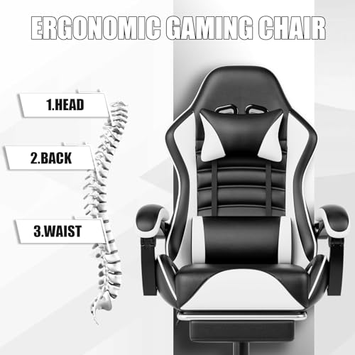 Ergonomic Gaming Chair with Footrest, Reclining, Lumbar Support I1131