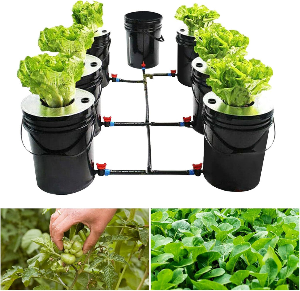 Hydroponics Growing System, 7 Buckets 5 Gallon Recirculating Deep Water Culture V1503