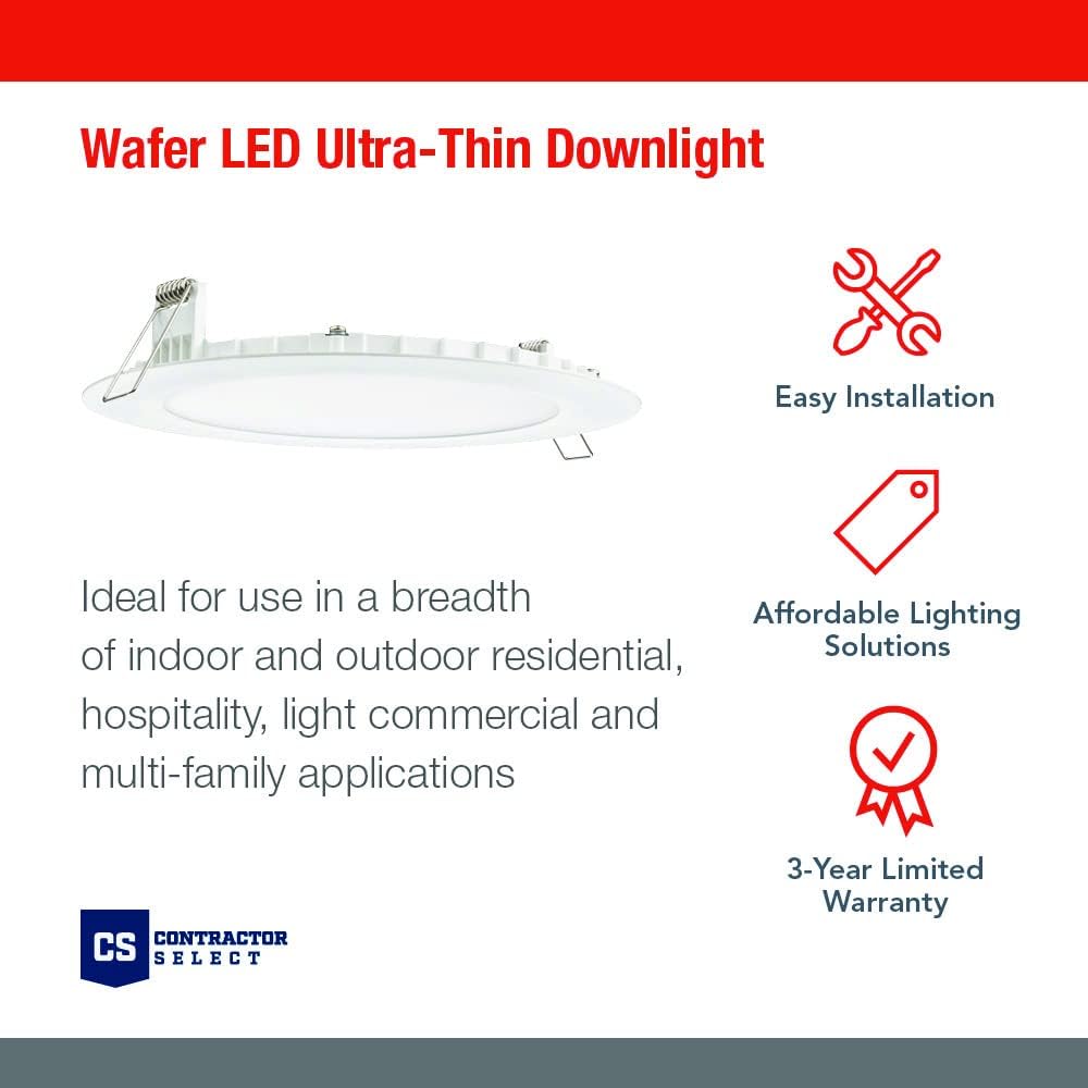 LED Round Baffle Downlight, 6-Inch, 120V, Matte White U1064