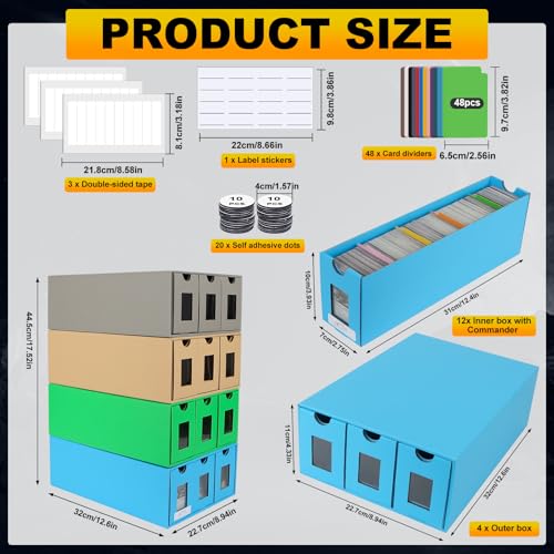 Trading Card Storage Box with 48 Dividers and Labels K306