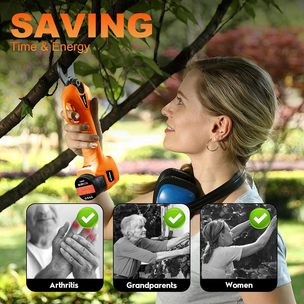 Cordless Electric Pruning Shears with 2Ah Batteries, 25mm Cutting Diameter A3494