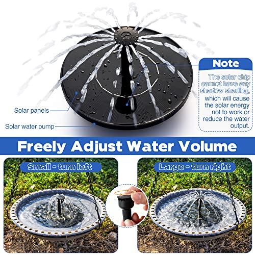 Solar Bird Bath Fountain for Outdoor, Solar Powered Hummingbird Water Fountain with 4 Water Spray X79878