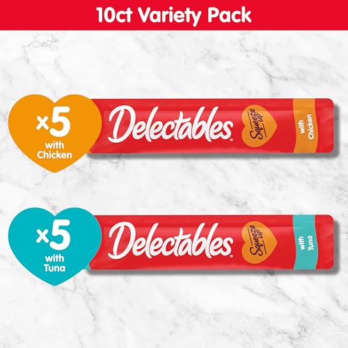 Handheld Lickable Treats for Cats, Chicken and Tuna Salmon, 54 Count A909
