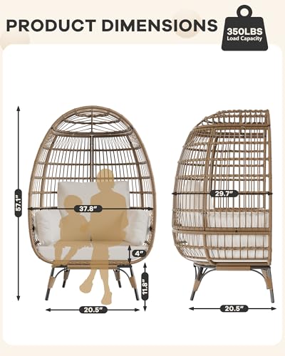 Wicker Egg Chair with Cushions and Ottoman L257